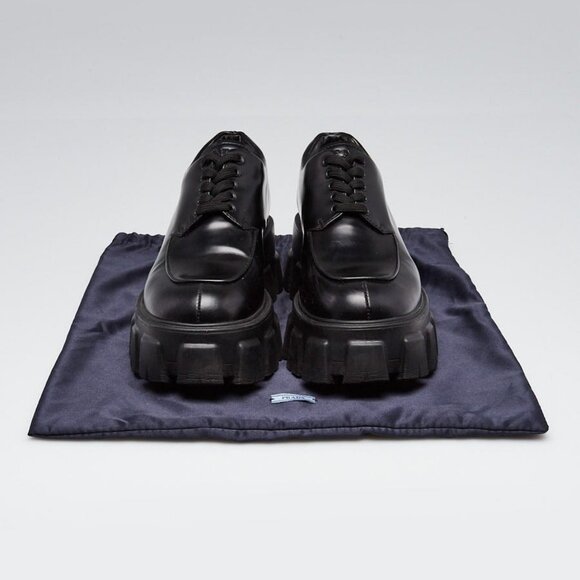 Prada Black Leather Monolith Chunky Sandals Size 7/37.5 - Picture 5 of 5